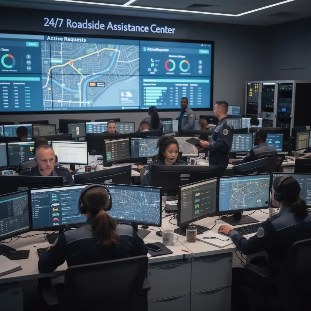 Иконка аварийной службы с телефоном и машиной