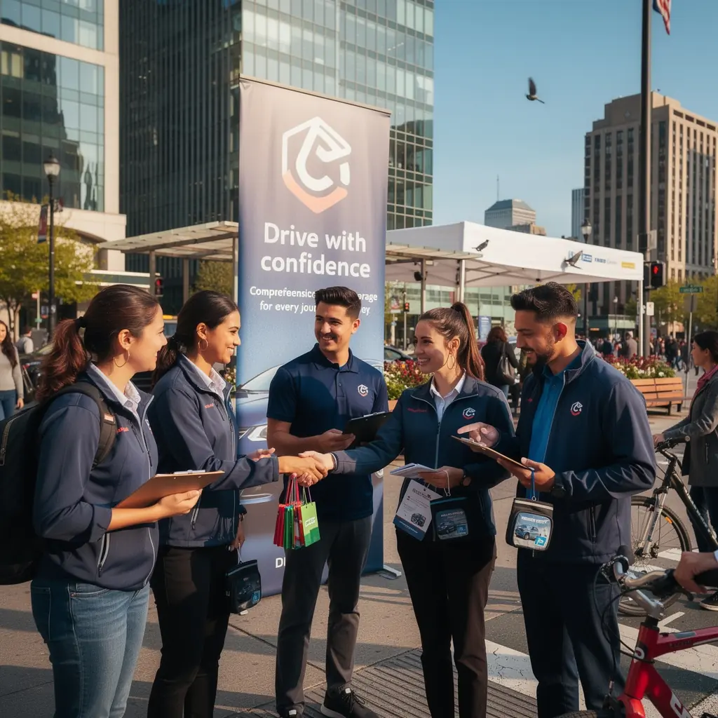 Изображение автомобиля, покрытого страховкой, на фоне дороги в США.